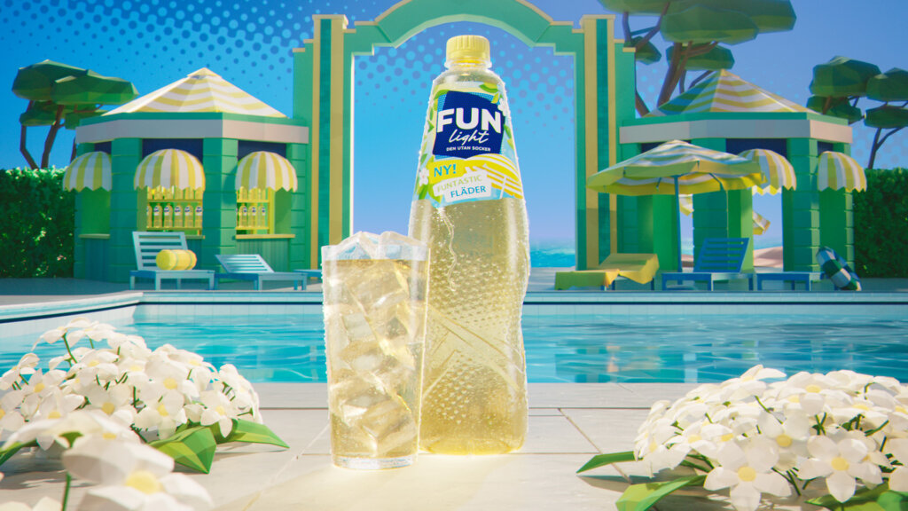 FUN Light Funtastic Fläder med glas fyllt med is och fläderdryck